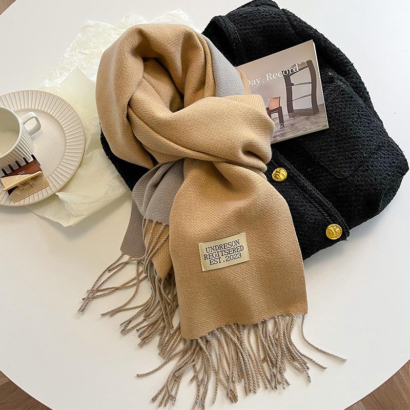 New Fashion Cashmere Scarf for Women Warm Winter Solid Color Double Sided Wraps Neckerchief Poncho Echarpe Pashmina Stoles