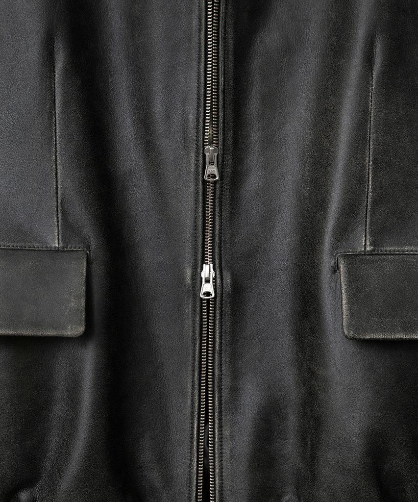Belier Diagonal Leather Blouson - Vintage Grey