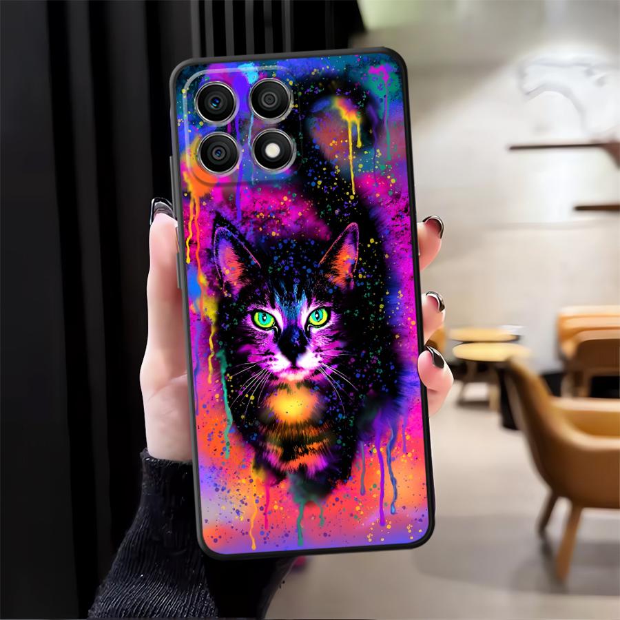 Чехол для телефона Funda для Honor X6 X5b 200 400 Lite 8X Magic5Lite 70 X8 X9a 90 X7 Крутой цветной кот