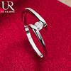 925 Sterling Silver Simple AAAAA Zircon Ring Fashion Wedding Jewelry