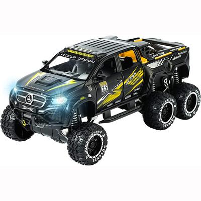 Масштаб 1/24 X-класса 6x6 внедорожные литые металлические модели автомобилей, пикапы-монстры, игрушечная переоборудованная модель автомобиля со звуком и светом для детей от 3 лет и старше