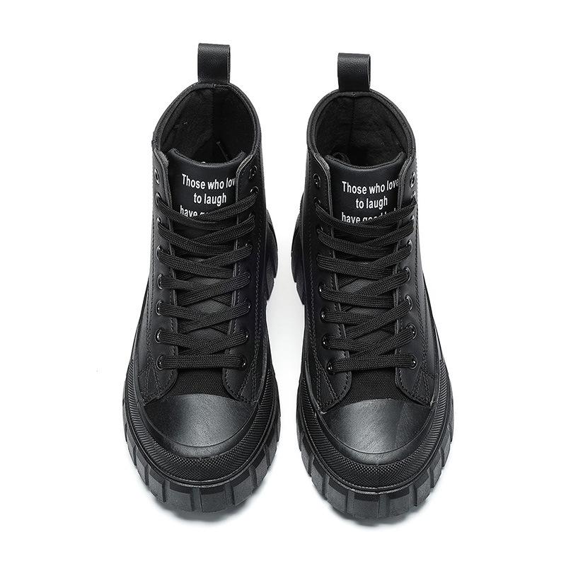 2024 Stylish Black Platform Women's Short Boots – Enhanced Height, Casual and Sporty Fit