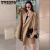 Khaki Jacket Female Spring and Autumn Loose Sense of Design Qualities Leisure Suit Jacket Lady Loose Long-sleeved Jacket