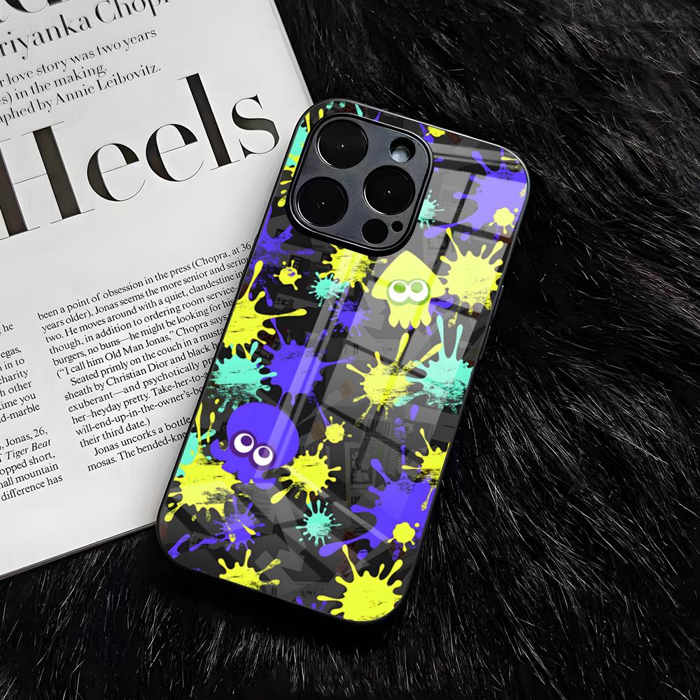 S-Splatoon Game Phone Case For IPhone 17 Air 16 E Pro Max 15 14 13 Mini 12 Pro 11 Max Plus Black Glass Cover