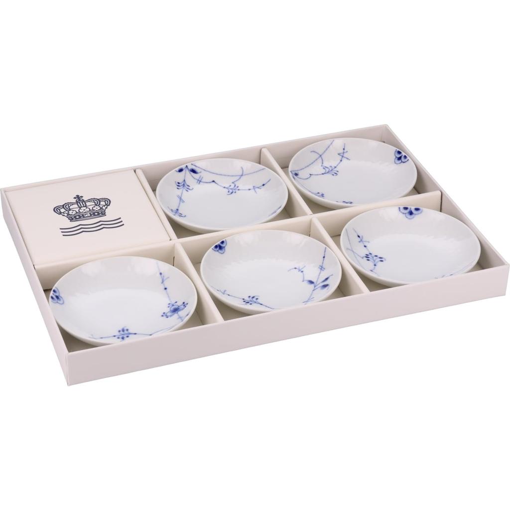Imported ROYAL COPENHAGEN Blue Palmette Plate Dish 10cm 5 Pattern Set Wedding Gift Present 1052404 [Regular Product] (Royal Copenhagen)