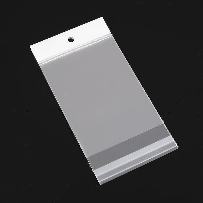 Прозрачный самоклеящийся пакет для украшений с отверстием для подвешивания и напечатанным логотипом