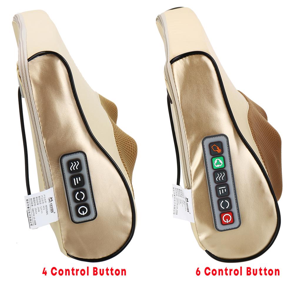 24W Electric Massage Pillow 4/6 Buttons Infrared Heating Neck Shoulder Back Body Massager Device