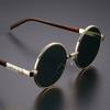 Round Crystal Glass Sunglasses Flat Lens No Degree Retro Sunglasses Round Frame Men's Sunglasses Women's Eye Care