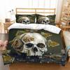 Комплект постельного белья с 3D черепом, одеяло и наволочка с ужасами на Хэллоуин, 2/3 шт., мягкая молния DE135 * 200, полноразмерное украшение для спальни ужасов