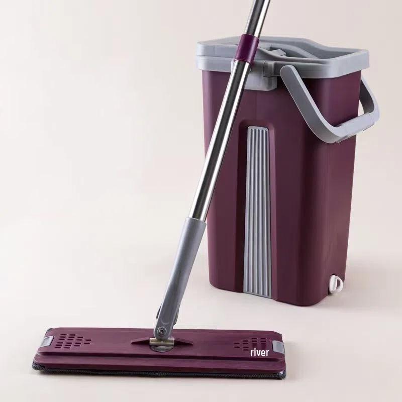 Hands-Free Flat Mop: Dual-Use Scratch-Off Design for Easy, Efficient Cleaning with Bucket.