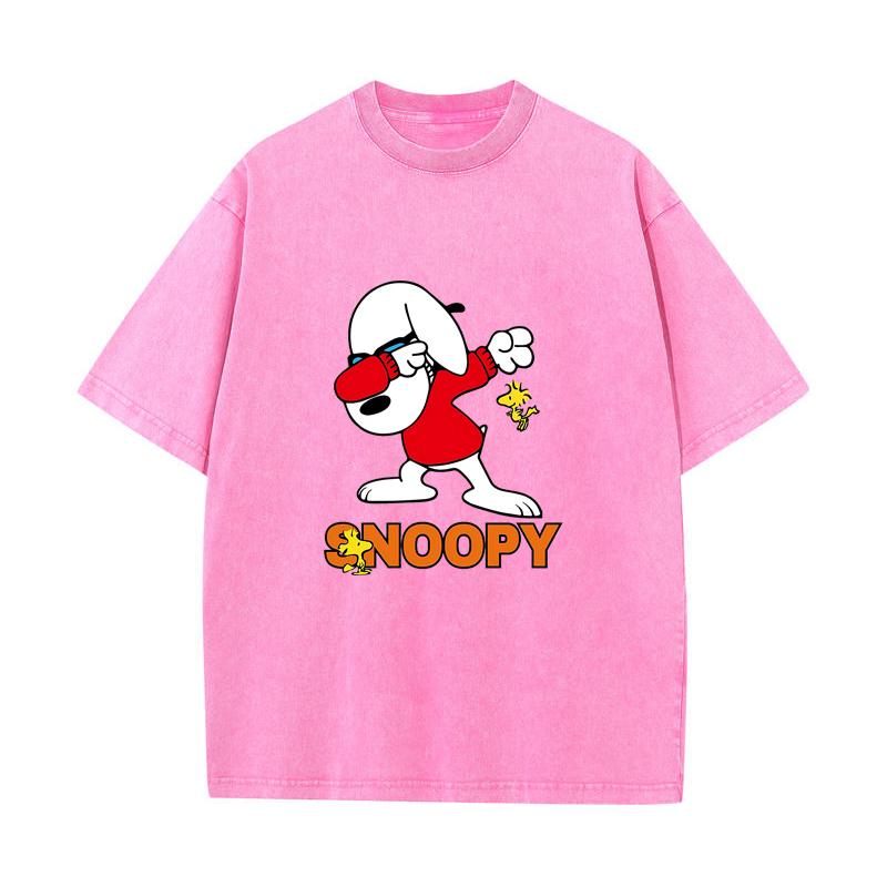 SX-89 MINISO 2026 Summer Vintage Wash Printed Pure Cotton Shoulder Style Men's and Women's Round Neck Short Sleeved Couple T-shirt