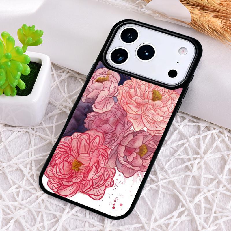 Чехол для телефона с пионом, нежный цветок, противоударный, для iPhone 17 Air 16e 15 11 12 14 13 Pro Max, Cover Coque