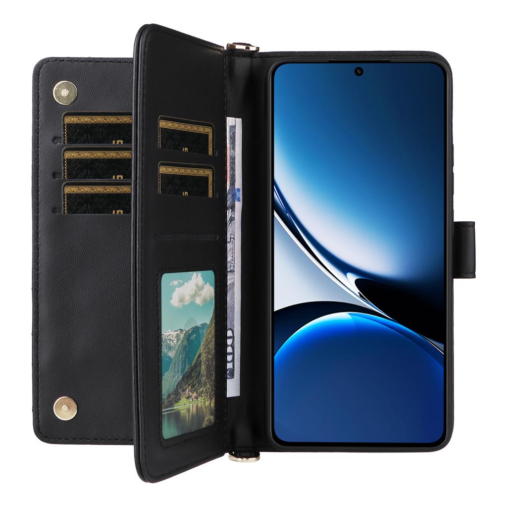 For Xiaomi Poco X7 Pro 5G/Redmi Turbo 4 5G Wallet Case with Shoulder/Wrist Strap Leather Phone Cover Stand