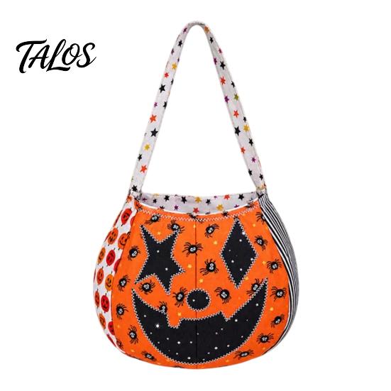 Kids Pumpkin Goodie Bags Halloween Trick‑or‑Treat Tote Bag, Ghost Face Candy Handbag, Party Favor Holders Reusable Bag for Costume Accessory