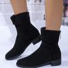 2024 Hot Sale Shoes Female Zipper Women's Boots Winter Round Toe Suede Warm Solid Short Barrel Chunky Heels Plus Size Boots
