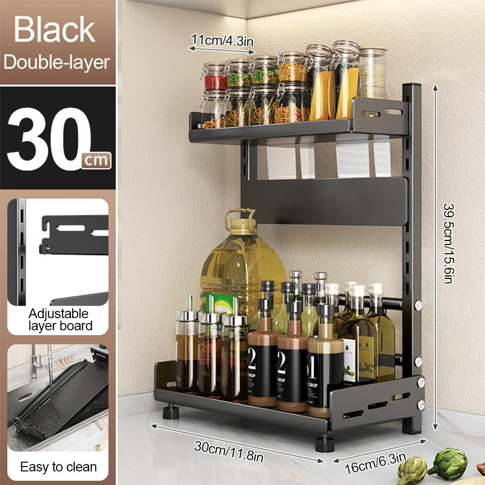 2-3 Tier Height-Adjustable Vertical Spice Rack Rustproof Metal Spice Storage Rack Kitchen Storage Rack And Decorative Piece