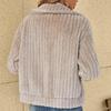 Женская Мода Зима Теплая Удобная С Длинным Рукавом Лацкан Флис Плюшевая Куртка Пальто
