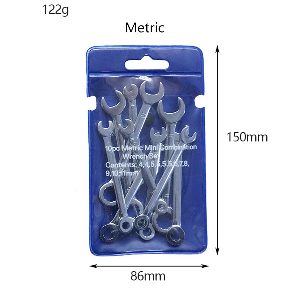 Allsome 10pcs Mini Spanner Wrenches Set Hand Tool Key Ring Spanner Explosion-proof Pocket British/Metric Type Wrenches
