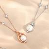 S925 Sterling Silver Nature Freshwater Pearl Diamond Pendant Necklace Women Pearl Chain Necklace Jewelry