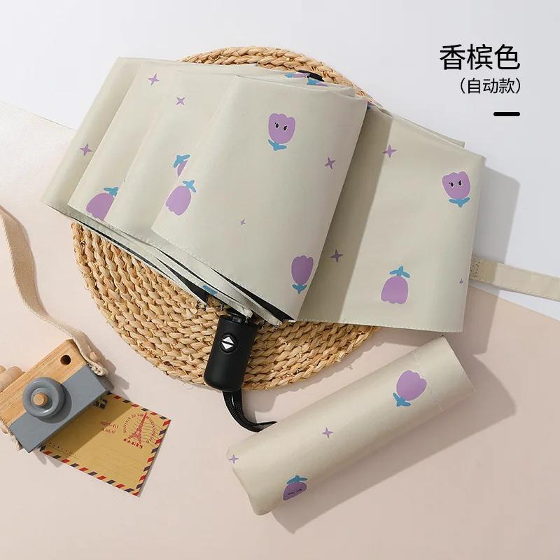 Автоматический зонт с защитой от ультрафиолета, зонт от солнца, складной зонт, виниловый зонт с изображением животных, дождь или блеск, зонт двойного назначения