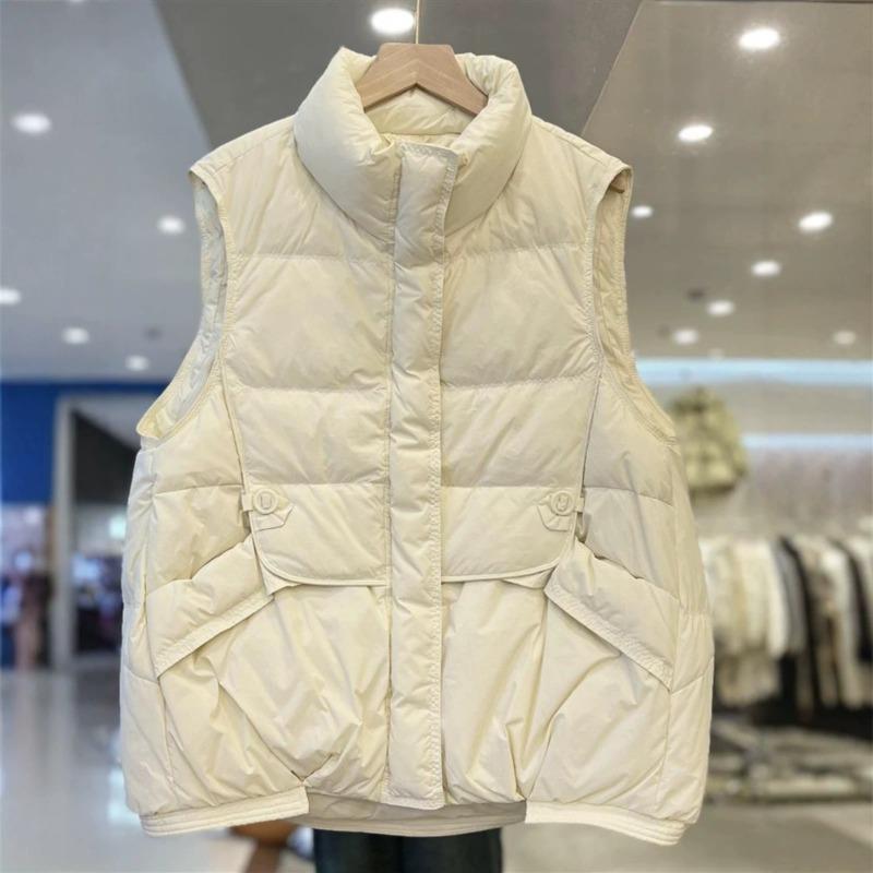 Women S Short Stand Collar Padded Vest Loose Fit Winter Casual Outerwear