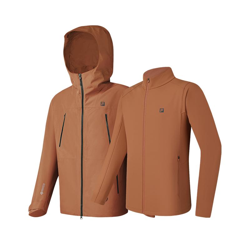 Fila Модный комплект из двух предметов: куртка с капюшоном и мужской топ цвета охры A11M517704FBN