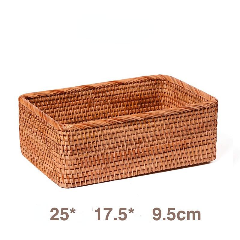 Прямоугольные корзины для хранения из ротанга, штабелируемые плетеные коробки, органайзер для закусок, держатель для кухонных шкафов, полка