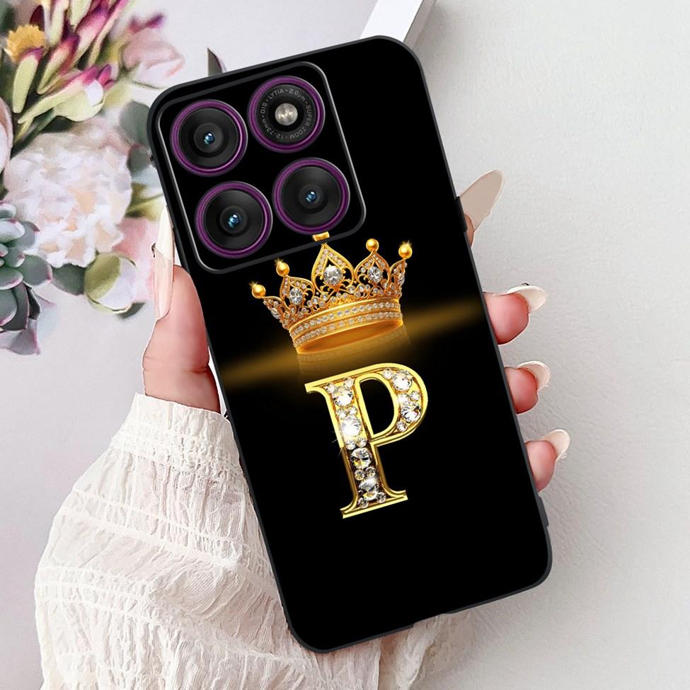Чехол для Motorola Edge 60 Pro XT2507-1 Силиконовый Модный Роскошный Буквы от A до Z Ударопрочная Задняя Крышка Для Телефона Moto Edge 60Pro