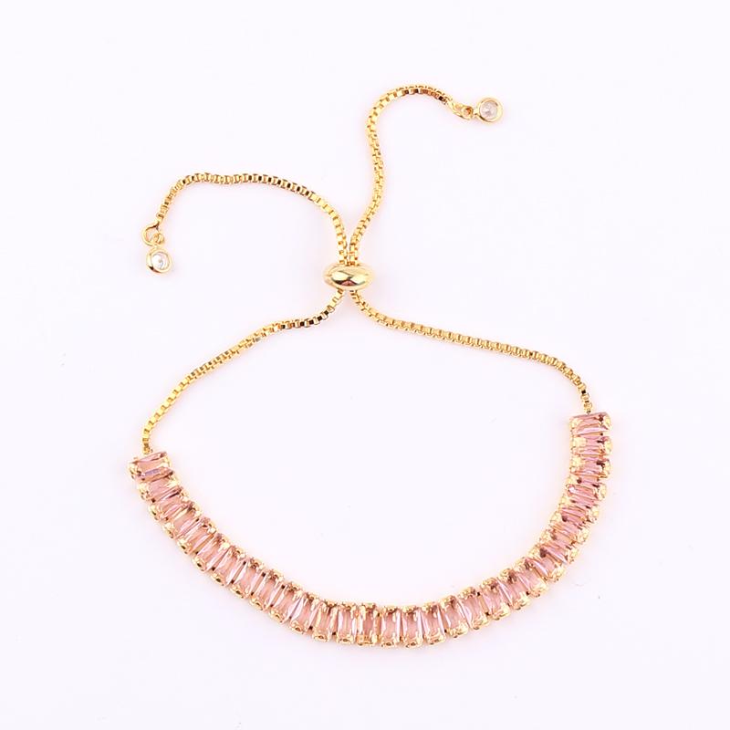 18K Gold Plated Cubic Zircon Adjustable Colorful Bracelets For Women Girls Rainbow CZ Jewelry Best Birthday Party Wedding Gift
