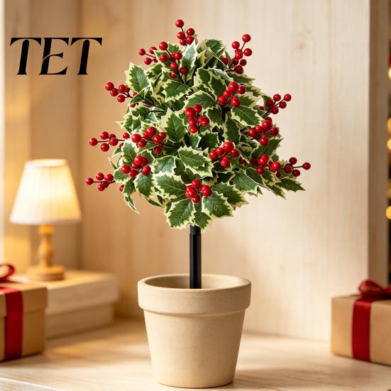 Christmas Party Landscape Decor Artificial Poinsettia Flower Yard Stake, Red Floral Ground Spike Decor, Mounted Xmas Plants Outdoor Weather?Resistant