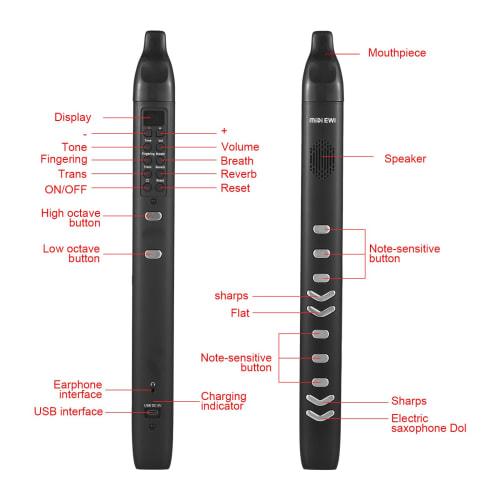 fangzi Digital Wind Instrument, Portable Electronic Wind Instrument Synthesizer with 10 Tones, Adjustable Sensitivity, Built-in Speaker, App, Bluetoot