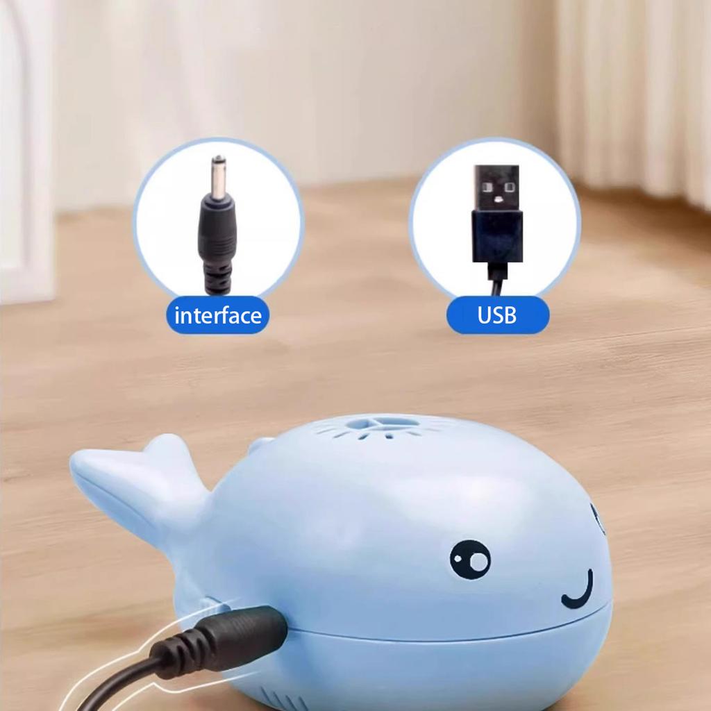 Interactive Cat Toys Electric Jet Floating Ball Cat Toy Whale Shaped Cat Toy Portable USB Dual Function Fan Pet Toy for Teaser