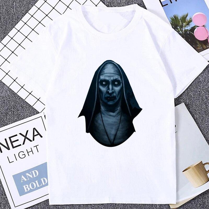 Футболка унисекс с графическим принтом Horror Unholy Nun, летняя повседневная модная свободная футболка из мягкого модала, уличная одежда, хипстерские футболки в стиле хип-хоп