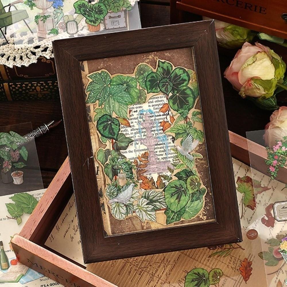 20sheets Nature Aesthetic Decorative Scrapbook stickers Vintage Floral Plant Sticker Book  Collage