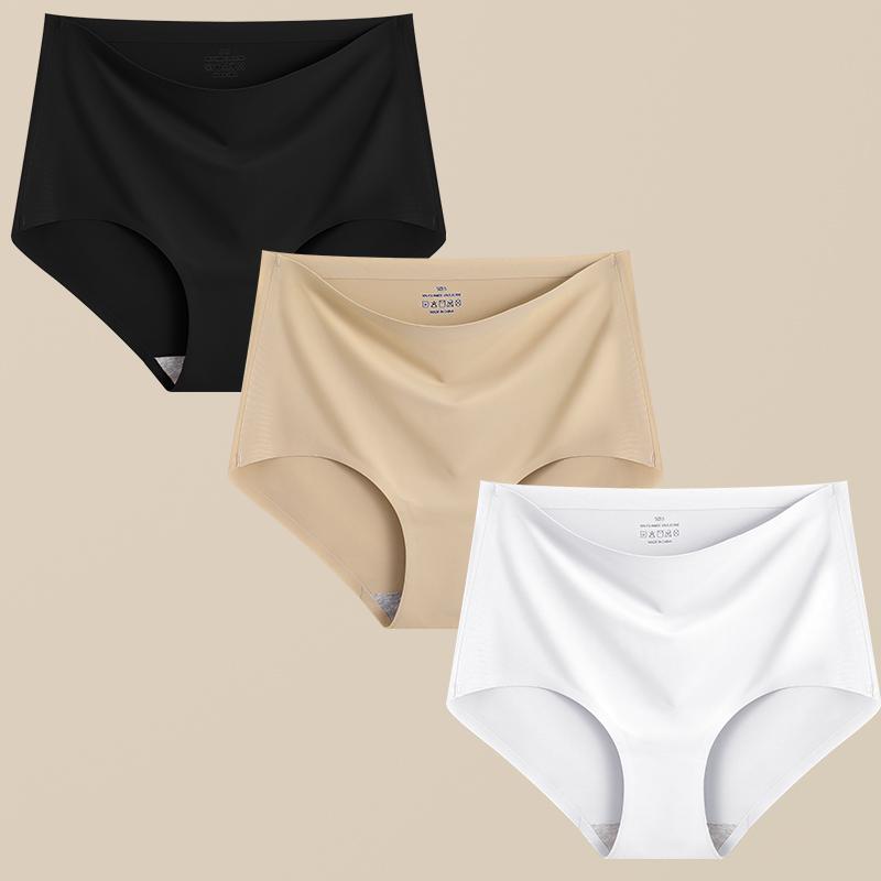 FINETOO 3 шт. женские трусики бесшовное нижнее белье невидимые брифы с высокой посадкой полной посадки дышащие влагоотводящие трусы