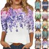 Рубашки с рукавом 3/4 для женщин, милые футболки с графическим принтом, блузки, повседневные базовые топы больших размеров, пуловеры