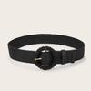 Simple Solid Color Bead Ring Buckle Decoration Women Woven Belt For Casual Ethnic Wear