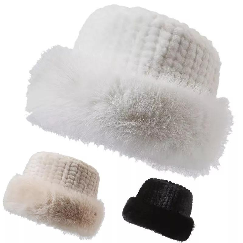 Зимняя теплая пушистая шапка-ведро из искусственного меха для женщин, термозащитная ветрозащитная шапка-рыболов