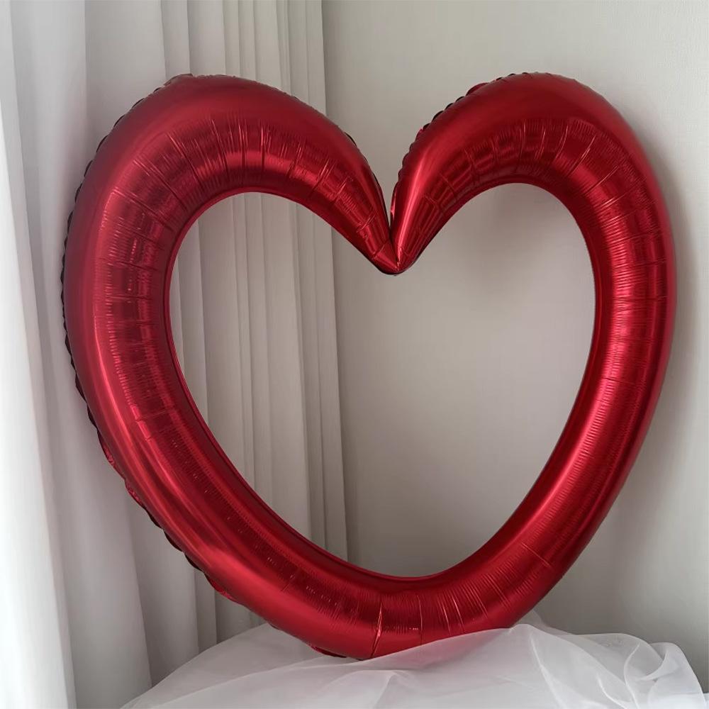 Love Balloon Decoration Hollow Out Big Love Photo Frame Aluminum Film Balloon Photo Props Boys And Girls Party Scene Arrangement