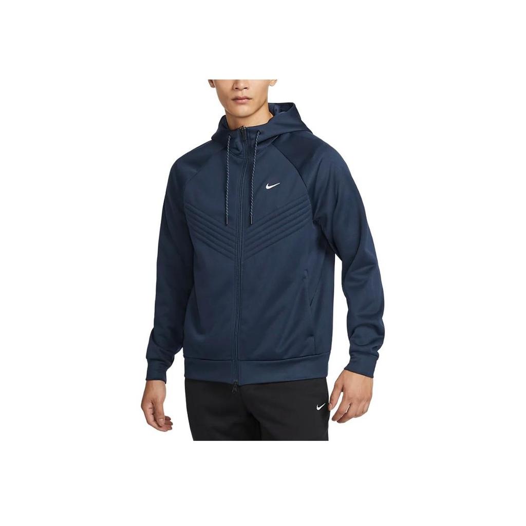Nike Куртка мужская Therma-Fit Outdoor Casual Sports с капюшоном на молнии, обсидиан FZ1108-451