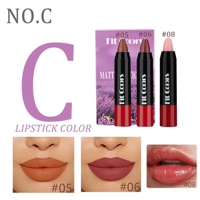 Ручка для губной помады Fit Colors, три веточки из 2 матовых помад + комбинированный набор увлажняющих помад