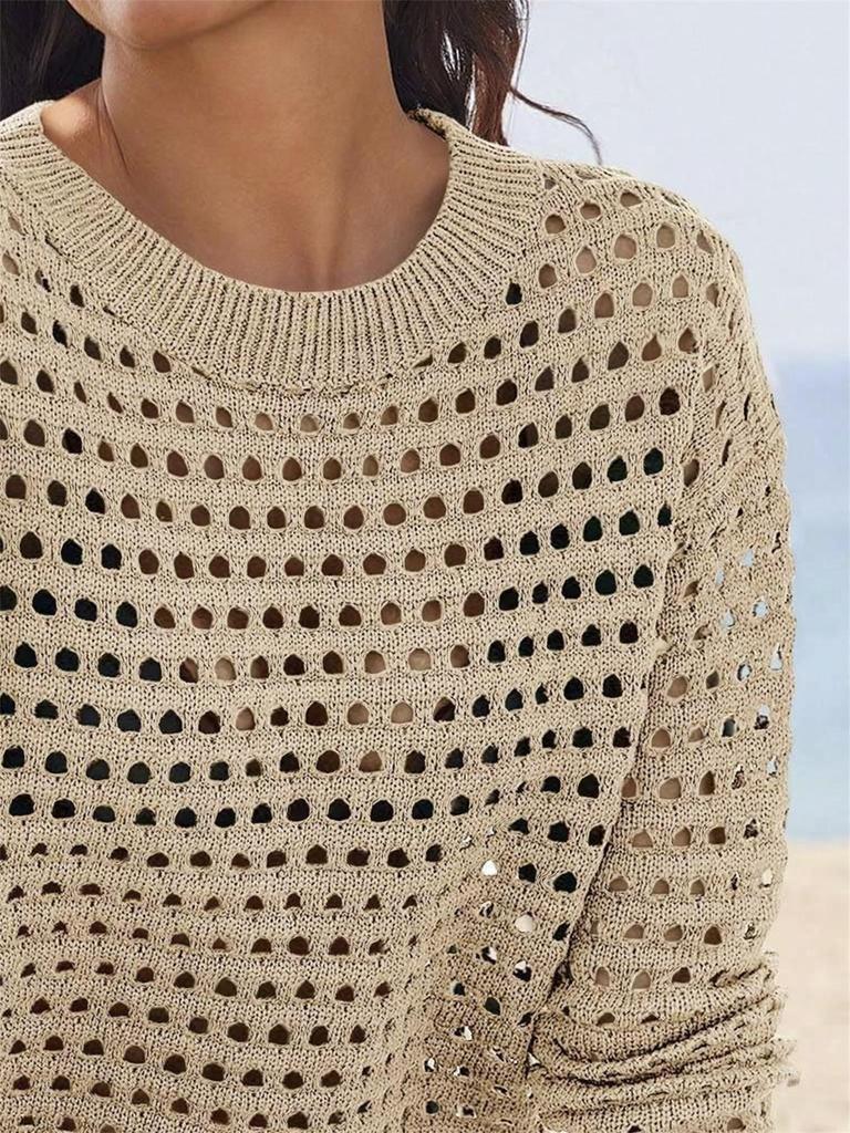 2025 Европейская и американская женская повседневная мода Ажурный свитер-рубашка 1047