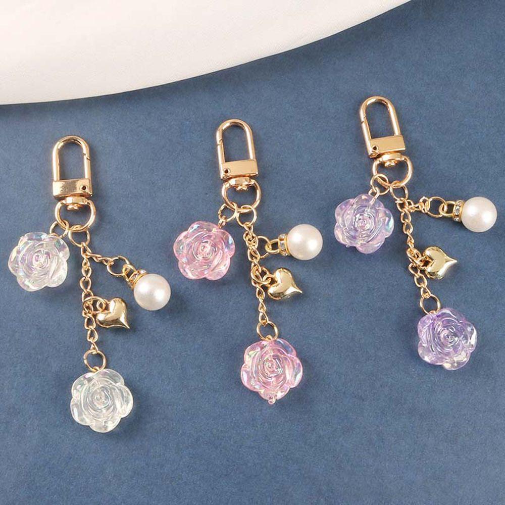 Pearls Pendant Bag Pendant Women Key Chain Korean Style Pendant Rose Car Key Ring Ornaments