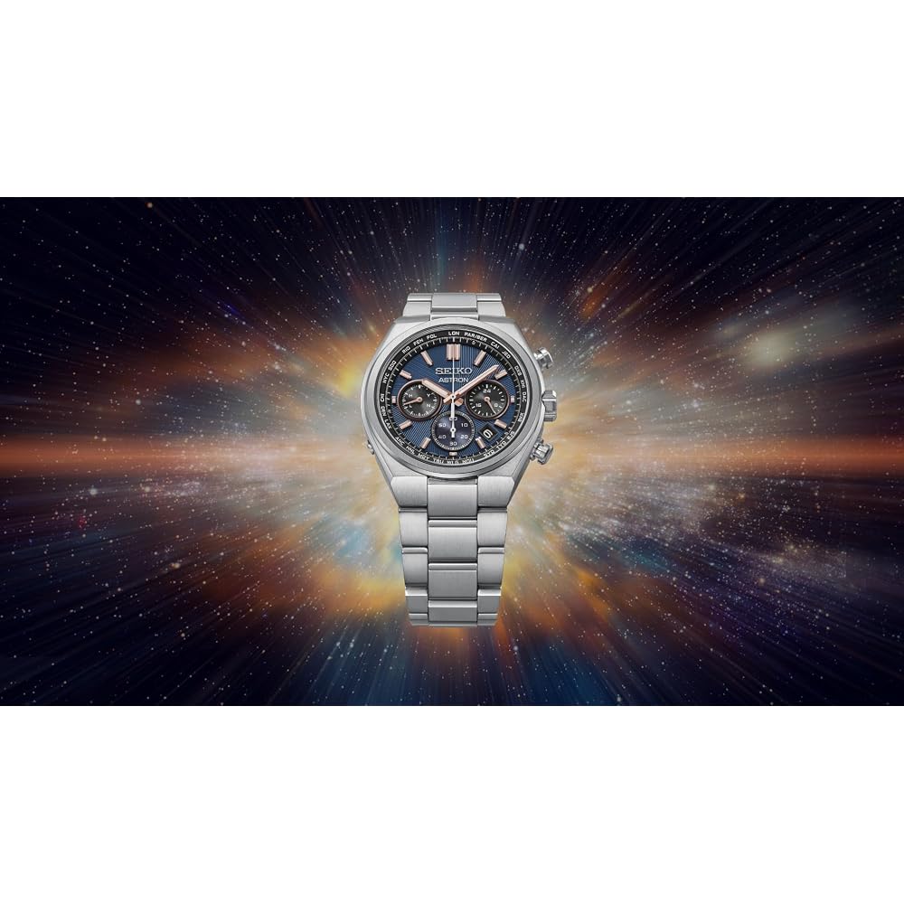 Мужские часы Seiko ASTRON HAD001J Солнечные Радиоуправляемые Синий Розово-Золотой Циферблат