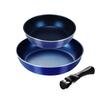 Pearl Metal Stack Plus Blue Diamond Coat IH Compatible Cookware 3 Piece Set A Navy HB-5624