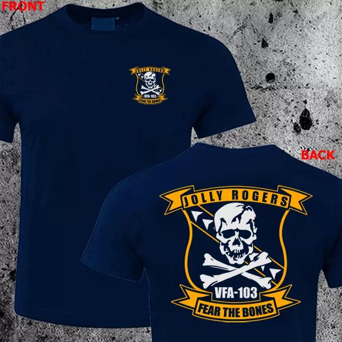 NEW Navy VFA-103 Jolly Rogers Tshirt HQ Design Casual Crew Neck Cotton Tee Men's T-Shirt Black Casual Cotton Tee