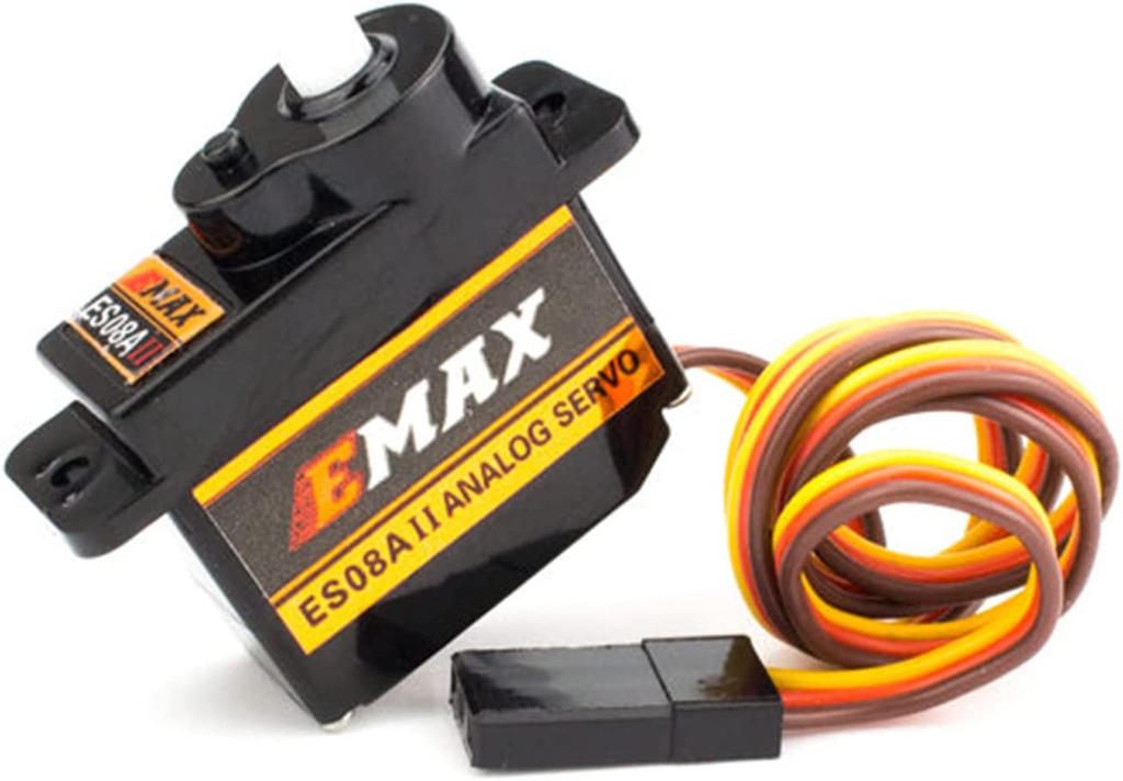 EMAX ES08A II Analog Servo 8.6g | Plastic Gears | 15T Horn Mount Kit | Compatible with Axial SCX24 RC | Aluminum Alloy, 23x11.5x24 Mm