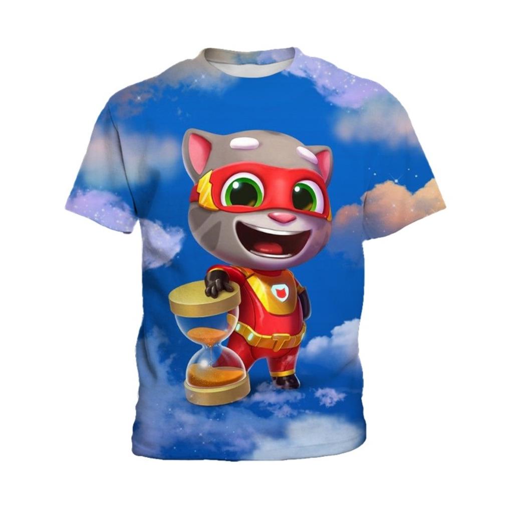 Футболка с короткими рукавами с принтом «Мой говорящий Том» для детей, модная одежда для мальчиков, повседневный удобный топ