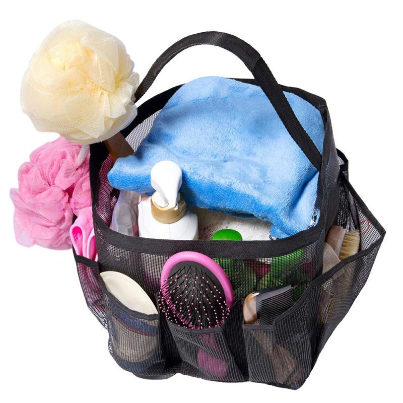 Подвесная сетчатая душевая кабина, переносная сумка-тоут для душа с 8 карманами, большая вместимость, быстросохнущий душ