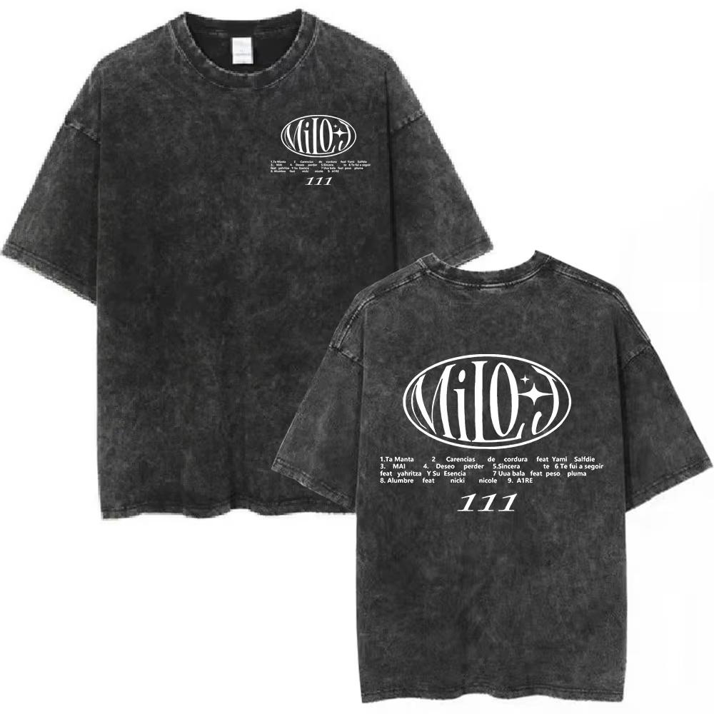 Rapper Milo J Tour Tshirt  Album Merch TShirts Mens Women Fashion Hip Hop Vintage Washed Short Sleeves T Shirts Fans Gifts